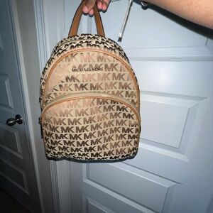 Michael Kors Brown Logo Backpack